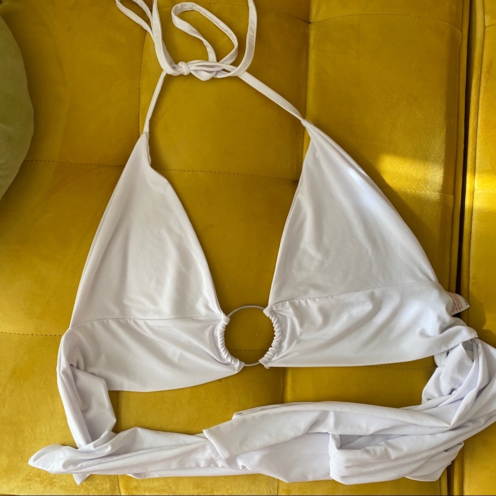 White halter top with ring detail